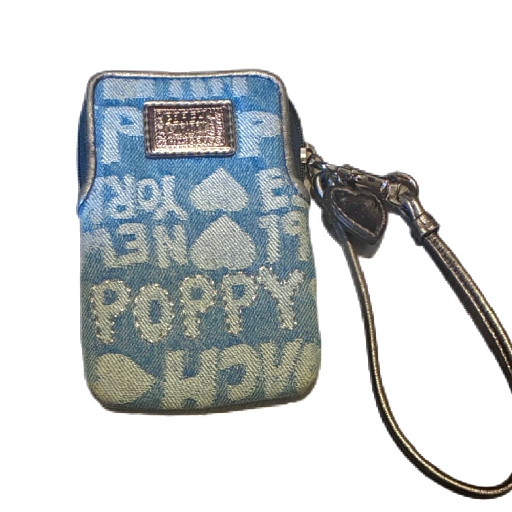 Coach Denim Blue 'Poppy' Wristlet Wallet Wristlet Pouch
